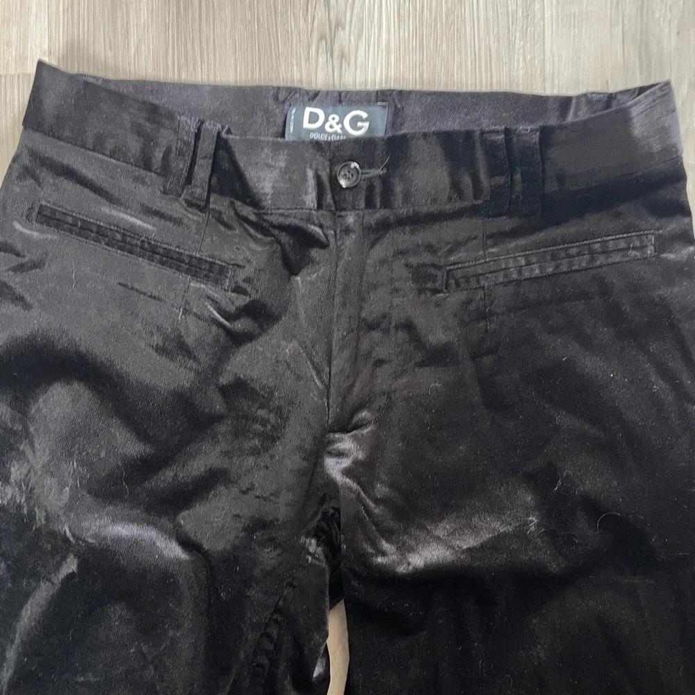 D&G Y2K Vintage Black Velvet Jeans Straight Leg